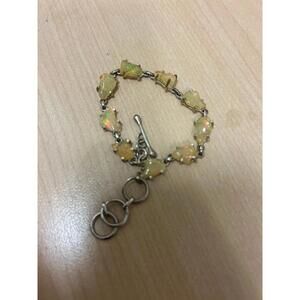 Natural Ethiopian Opal Sterling Silver Bracelet